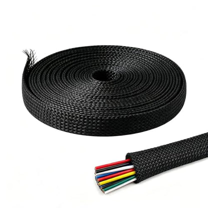 3/4''-26Ft Expandable Braided Cable Sleeve, PET Wire Loom for Home Device - color: Black, size: 3/4''-26ft