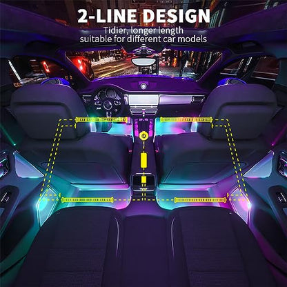 Car LED Lights,Smart Car Interior Lights with App Control,Car Atmosphere Lights,Car LED Interior Lights,Interior RGB Lights,Inside Car Lights with DIY Mode and Music Mode. - color: APP remote control