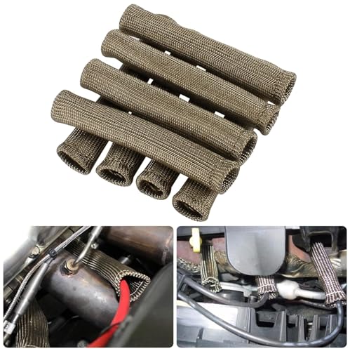 Titanium Spark Plug Wire Heat Shield Spark Plug Wire Heat Shield Sleeve Spark Plug Boot Protector Boots Wrap for SBC BBC 350 454 8PCS Plug Wire Covers - 2500F High Temp - color: Titanium