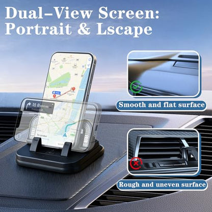 Car Phone Holder 360 Degree Rotation, 2-in-1 Dashboard Phone Holder & Parking Number Plate, Suction Cup Phone Mount with Anti-Slip Silicone, Adjustable Horizontal Vertical for All Phone