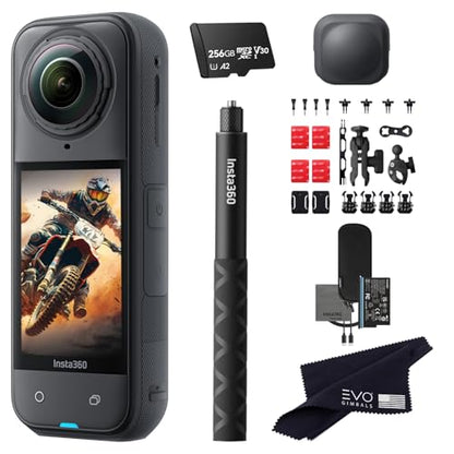 Insta360 X5 Motorcycle Bundle with 256GB Card-8K Waterproof 360 Action Camera with 1/1.28" 48MP Sensors, 8K 360 HDR Video, 72MP |Bundle Includes Motorcycle Bundle, Selfie Stick, Lens Cap - style: 256GB