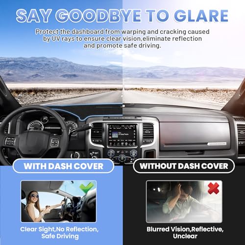 Sunsdrew Dash Cover for 2010-2018 Dodge Ram 1500 2500 3500 Without Hud - size: 10-18 Dodge Ram Dash Cover