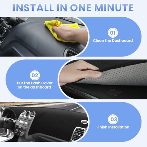 Sunsdrew Black Dash Cover for 2007 2008 2009 2010 2011 2012 Nissan Altima - size: 07-12 Nissan Altima Dash Cover