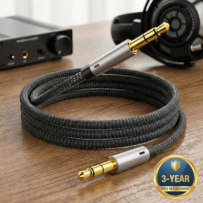 Aux Cord for Car 6 ft,3.5mm Audio Cable Male to Male Stereo Hi-Fi Sound Nylon Braided aux to aux 1/8 Cable for Headphones Car Home Stereos Speakers Tablets - size: 6Ft