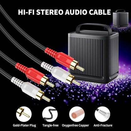 RCA Cable 50ft,2RCA M/M Stereo Audio Cable [24K Gold Plated | Copper Core] 2RCA Male to 2RCA Male.for Home Theater, HDTV, Amplifiers, Hi-Fi Systems,Speakers - size: 50ft