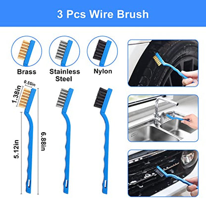 62'' Car Wash Brush Kit - Mitt, Mop, Sponge & Long Handle, Scratch-Free Chenille Replacement Head, Wheel Tire Brush, Car Detailing Kit for Cars, RV, Truck