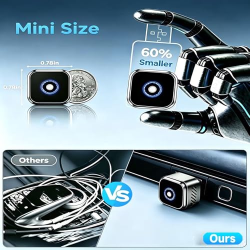 Ultra Mini Wireless CarPlay Adapter for iPhone ＆Android – 2026 Next-Gen 2 in 1 Wireless CarPlay ，5s Auto Reconnect, One-Click Switch for Two Phones, 5.8GHz WiFi+Bluetooth5.4，Adapter Stable & No Lag