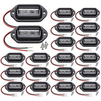 20PCS White LED License Plate Light, 12V-24V DC Waterproof Lamp Taillight - color: White, size: 20pcs LED license plate light
