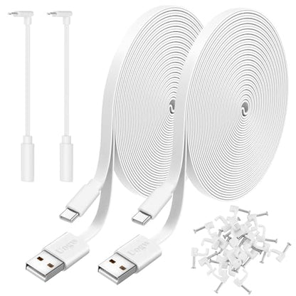2 Pack 16.4FT Power Extension Cable Compatible with Wyze Cam v4/v3/OG,Wyze Cam Pan v3/v4,Blink,eufy,NestCam Indoor,Amazon Cloud Camera,USB A to USB C (White)