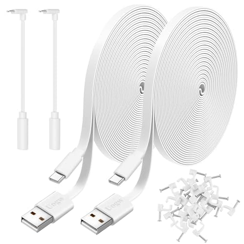 2 Pack 25FT Power Extension Cable Compatible with Wyze Cam v4/v3/OG,Wyze Cam Pan v3/v4,Blink,eufy,NestCam Indoor,Amazon Cloud Camera,USB A to USB C (White) - color: White, size: 25FT