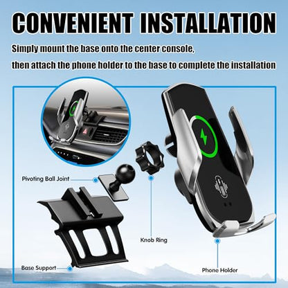 Car Phone Mount for Rogue 2014–2020, 15W Wireless Fast Charging Auto-Clamping Vent Phone Holder, One-Hand Operation, Hands-Free, 360° Adjustable, Without Blocking Airflow - size: for Nissan Rogue | 2014-2020
