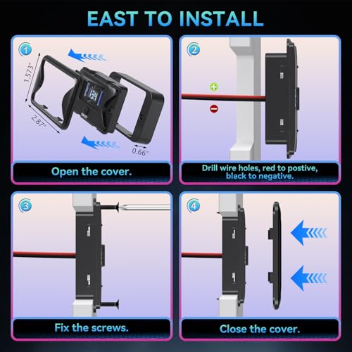 2PCS 108W 4 Port 12V RV USB Outlet Switch Voltmeter Panel Wall Mount - color: Black Blue, size: 2P