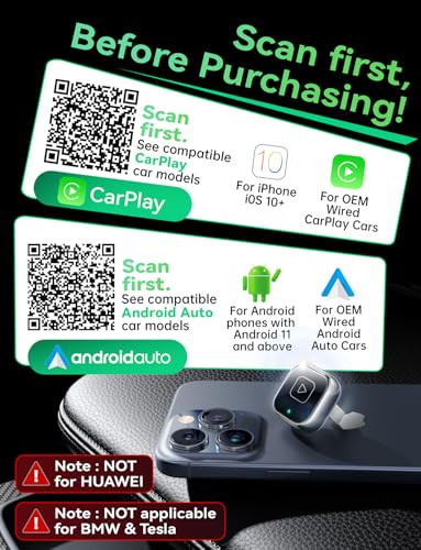 Wireless Carplay & Android Auto Adapter, Metal Design Mini & Stable 2-in-1 Dongle, Convert Vehicle's Wired CarPlay/AA to Wireless, for iOS 10+/Android 11+ & Cars from 2016 - color: pearl gunmetal
