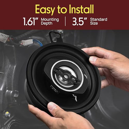 Pyle 2-Way Universal Car Stereo Speakers - 120W 3.5 Inch Coaxial Loud Pro Audio Car Speaker Universal OEM Quick Replacement Component Speaker Vehicle Door/Side Panel Mount Compatible - PL31BK (Pair)