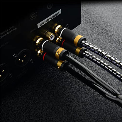 Audiophile 3.5mm to 2 RCA Audio Cable 5M/16.4Feet, Silvered-Plated Copper core,Gold-Plated 3.5 mm Male to Dual RCA Male Audio Adapter Braided Cable for Smartphones Tablets Speakers HDTV - size: 16.4 Feet (5M), style: Straight 3.5mm to 2 RCA