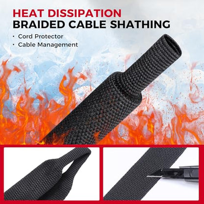 2 in 1 Heat Shrink Braided Sleeving Fabric Tubing 1-1/8"-22FT - size: 1-1/8"(29mm), style: 22FT