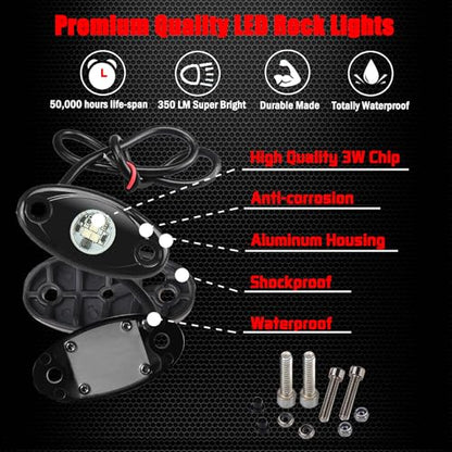 2 Pods LED Rock Lights, Ampper Waterproof LED Neon Underglow Light for Car Truck ATV UTV SUV Offroad Boat Underbody Glow Trail Rig Lamp (Red) - color: Red, size: 2 Pods