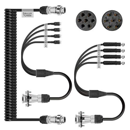 DALLUX Heavy Duty Vehicle Coil Trailer Cable with 4 Channel 4 PIN AV Connector Disconnect Kit for Truck Caravan Motor Home Backup Security Camera Monitor System - size: TC04
