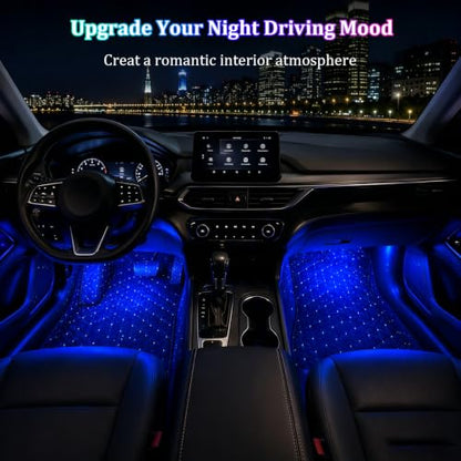 Car Interior LED Lights,4 in 1 RGB APP Control Automotive Under Dash Neon Ambient Lighting with USB Port,Music Sync Auto Footwell Lamp,Car Interior Atmosphere Light
