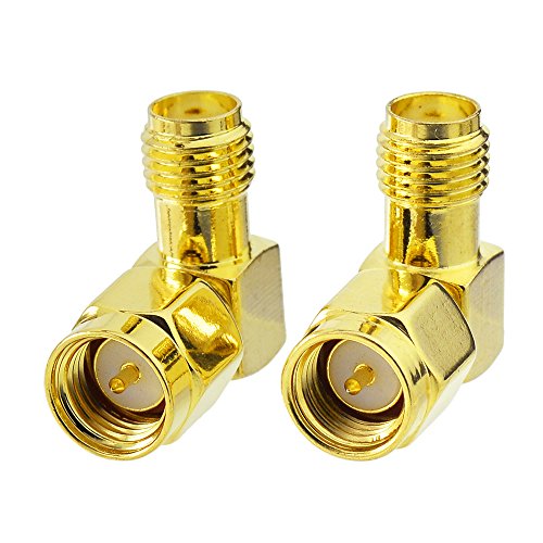 SUPERBAT SMA Adapter 90 Degree,5pcs SMA Male to Female Right Angle Coax Adapter for Radio RTL-SDR FPV Antenna Transmitter LTE Router etc. - color: SMA elbow