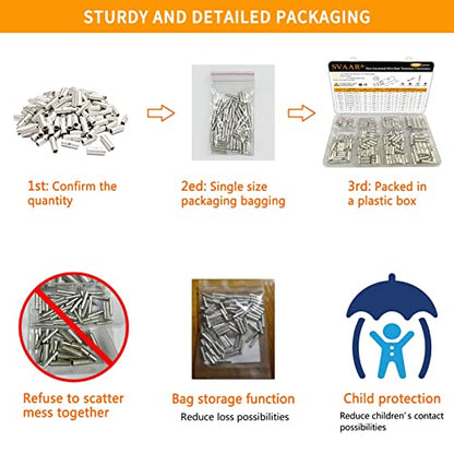 SVAAR 220 PCS 26-8 AWG Non-Insulated Butt Connectors Uninsulated Butt Splices Tinned Copper Marine Grade Butt Splice Terminals 26-8 Ga. Wire Splice Connector Seamless Barrel Crimp Butt Splice Terminal - color: Non-Insulated Splice - Tinned Copper