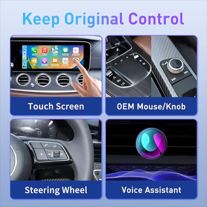 Wireless CarPlay Adapter, Plug and Play Mini Size CarPlay Wireless Adapter with USB A Extension Cable and USB A to USB C Cable, Compatible with iPhone and Cars, Stable Connection and No Latency