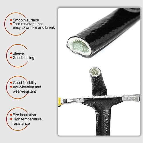 Fuel Line Heat Shield Insulation Wire Heat Shield Fuel Line Heat Shield Sleeve Fire Sleeve Silicone Coated Fiberglass Heat Protection for Automotive Hose Lines & Electrical Wiring 3/8" ID(Black) - color: Black, size: 3/8" ID*5FT