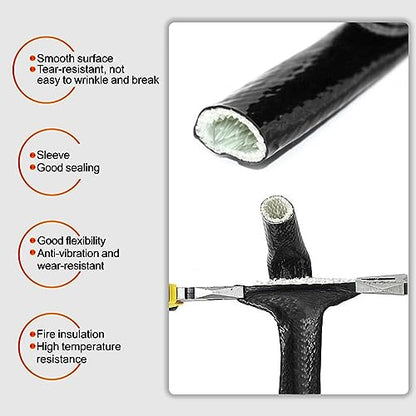 Fuel Line Heat Shield Insulation Wire Heat Shield Fuel Line Heat Shield Sleeve Fire Sleeve Silicone Coated Fiberglass Heat Protection for Automotive Hose Lines & Electrical Wiring 3/8" ID(Black) - color: Black, size: 3/8" ID*5FT