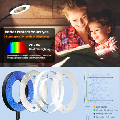 Wall Mounted Reading Light, Bedside Headboard Lights with 5 Color Temperature & 5 Dimming, 360 Flexible Gooseneck, USB Output, Night Light & Timer Function - Perfect for Reading (Black) - color: Black