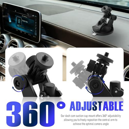 2PCS Car Dash Cam Suction Cup Mount,360° Adjustable Suction Cup Camera Mount for Car Dash Cam,GPS,Phone Holder,Portable Cars Camera Mounts for Cars Dashboard/Windshield