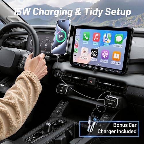 Phone Holder for Toyota RAV4 (2026, 10.5" Screen), MagSafe Car Mount Charger, 15W Wireless Charging, Car Adapter Included, Magnetic Screen Phone Mount, 360° & Hands-Free, RAV 4 Interior Accessories - size: Toyota RAV4 | 2026 (10.5" Screen)