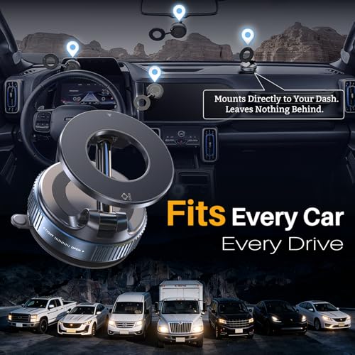 Vacuum Magnetic Car Phone Mount, 118LBS Nano Gel Suction Cup, 360° Adjustable, Compatible with Magsafe iPhone 12-17 Air Pro Max, Car Phone Holder for Dashboard Windshield Textured Surfaces - color: Dark Blue