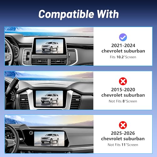 Wireless Car Charger for Chevy Suburban (2021-2023 2024, 10.2 Inch) / Tahoe/GMC Yukon/Yukon XL, iPhone Magnetic Car Mount, 15W Magsafe Phone Holder for Samsung & Google, 2022 Car Accessories - size: Chevy Suburban / Tahoe / Yukon | 2021-2024