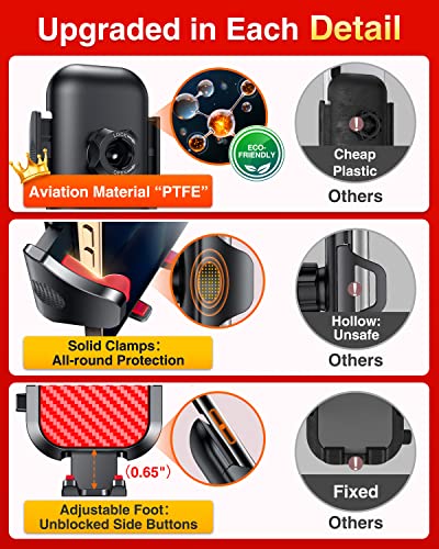 VANMASS Phone Holders for Your Car Ultimate Military-Grade Car Phone Holder Mount【Patent & Safety Certs】 Upgraded Shockproof Truck Air Vent Phone Mount for iPhone 17 Pro Max 16 Samsung Android,Red - color: Red
