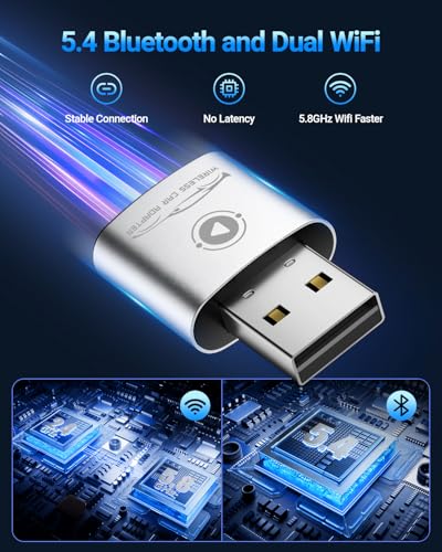 Wireless CarPlay Adapter for Apple iPhone 2026 Upgraded (Silver) - color: Silver
