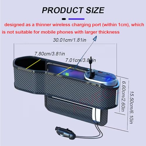ASVEGE Universal Car Seat Gap Filler Organizer with Wireless Charger - size: box-1