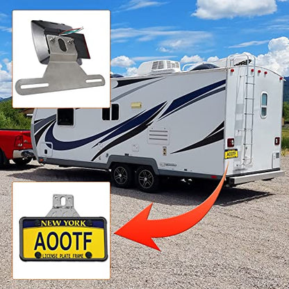 Aootf Trailer License Plate Bracket, Aluminum Holder & Silicone Frame - color: Black