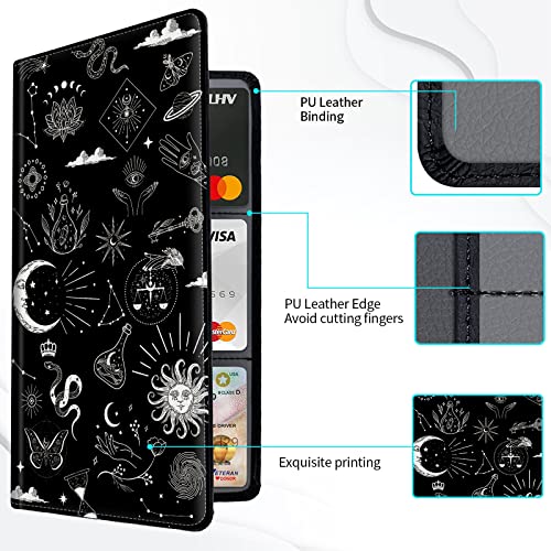 Car Registration and Insurance Card Holder, Premium PU Leather Vehicle Wallet Cover for Glove Box Car Organizer Drivers License / Cards / ID Essentials Document Holder, Astrology Celestial Theme - color: Astrology Celestial Theme