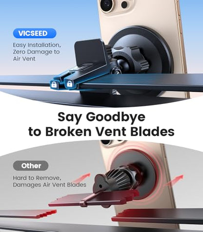 VICSEED for MagSafe Car Mount [Upgraded Strongest Magnet Power] Magnetic Phone Holder for Car Vent 360 Adjustable Magnetic Car Phone Holder Mount for iPhone 17 Pro Max 16 15 14 13 12 Plus Mini - color: Black