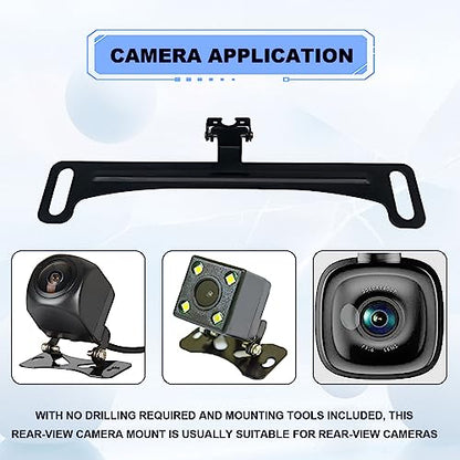 Universal Car Rear View License Plate Bracket - Mirror Mounted Rearview Camera Kit - Reverse Camera Installation Holder