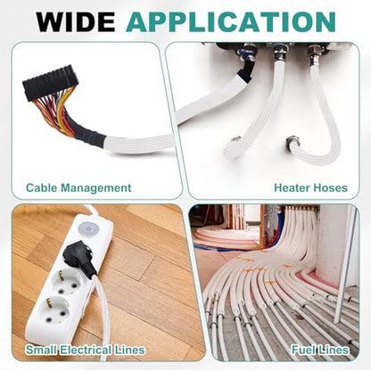 HARFINGTON Braided Sleeving 9.8ft x 1/4" High Temp Fiberglass Braid Cable Sleeve for Automotive Home Office Cables Video Cord Management Cable Protection - size: 9.8ft x 1/4"