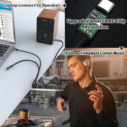 Aux Audio Cable for iPhone, 2 in 1 USB C to 3.5mm Aux Audio Lightning to 3.5mm Audio Cable Fit with iPhone 16 15 Plus/14/13/12/11/XR, Galaxy S24/S23/S22, Pixel 8/7/6/5, iPad to Car Stereo Speaker 4FT - color: Black
