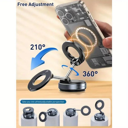 Car Phone Holder with Ultra Strong Vacuum Suction Cup - 360° Adjustable & Rotatable MagSafe Phone Mount for Car/Desk/Office/Gym/Mirror and Universal Use for iPhone, Android & Other Phones
