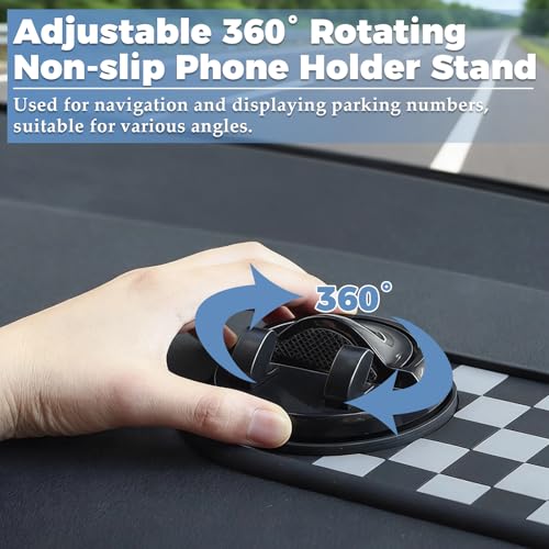 2PCS Multifunction Car Anti-Slip Mat, Car Anti Slip Mat Phone Holder,360° Rotatable Dashboard Organizer Pad with Parking Number for Phone,Sunglasses and Keys (Gray Black & Brown Black)