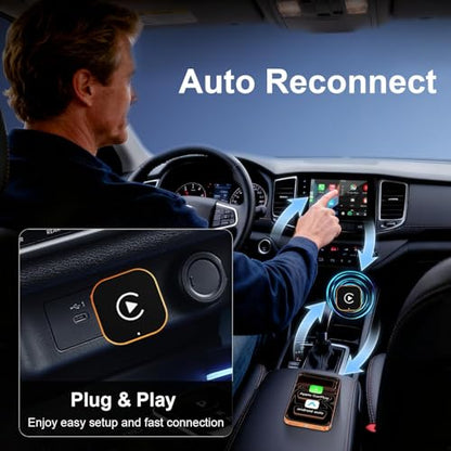 Wireless CarPlay Adapter, 2026 Upgraded Wired to Wireless for Apple CarPlay & Android Auto, 2-in-1 Mini USB, Plug-and-Play Stable Connection (Orange) - color: Orange