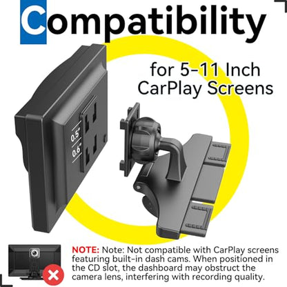 CD Slot Car Mount for Portable CarPlay Screens, Adjustable Angles, Low Profile and Sleek, Integrated Mounting Solution for in-Car Android Display Monitors (4-Tab Bracket Mount) - style: 4-Tab Bracket Mount