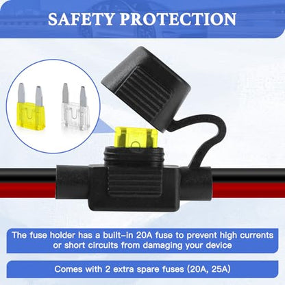 Cigarette Lighter Socket 4FT, 12V Cigarette Lighter Socket 2.5mm²/13AWG, 12V Power Outlet 20A Waterproof and Dustproof, 12V Outlet Socket with Inline Fuse Holder, Car Fuses 20A 25A by XIOGZAXI - size: 13AWG&(4FT/1.2m)