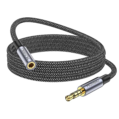 MOSWAG 6.6FT 3.5mm Male to Female Extension Cable with Microphone Stereo - color: Black, size: 6.6 ft