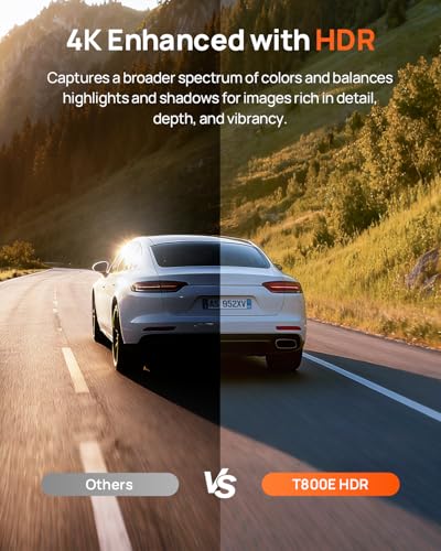 70mai 4K Dash Cam Front and Rear Inside, 3 Channel Car Dash Camera for Cars, Dashcam with GPS, Wi-Fi 6, Voice Control, Parking Monitor, Night Vision, Loop Recording, 64GB SD Card Included (T800E) - size: T800E-RC21-64GB