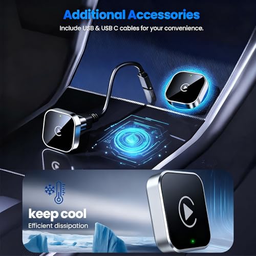 Wireless CarPlay Adapter for Apple iPhone & Android, 2-in-1